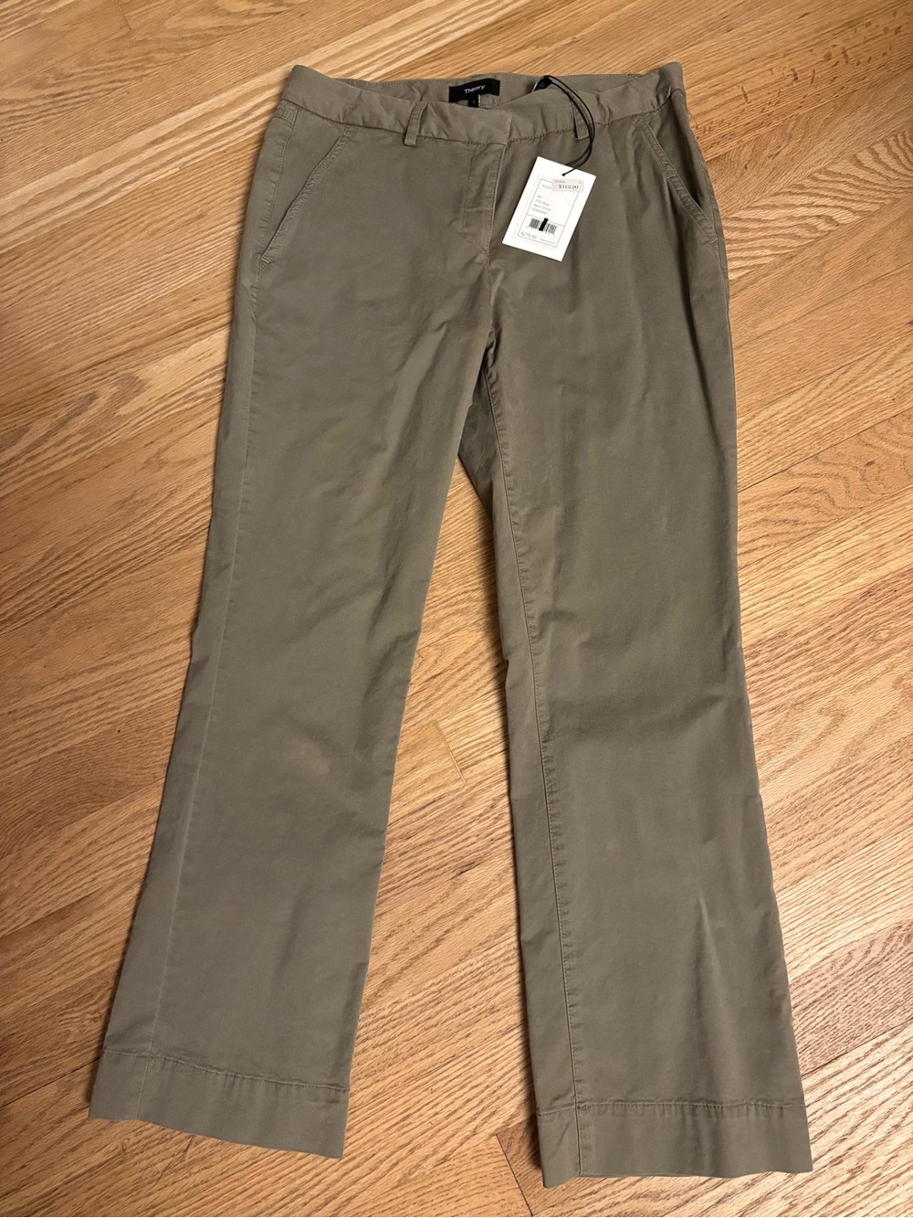 Theory Women's Olive Straight-Leg Chino Pants